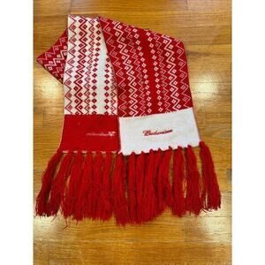 budweiser  Red and White holiday scarf